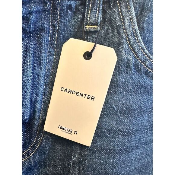 Forever 21 Wide Leg Carpenter Blue Jeans Size 28 New - Picture 2 of 5